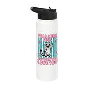 Yall Were Feral But I Low Key Love You Funny Raccoon Teacher Stainless Steel Insulated Water Bottle