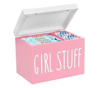 Yallmie 2 Compartimentos Caja Tampones, 20.3*15.3*13cm Caja Para Compresas y Tampones con Tapa Dispensador Toallas Sanitarias Organizador para Compresas para Baño, Tocador, Salón