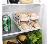 Yallmie 2 Niveles Caja de Almacenamiento de Huevos, 12-14 Soporte de Huevos para Nevera Dispensador Automático de Huevos, Organizador de Huevos Almacenamiento de Huevos para Frigorífico (Blanco)
