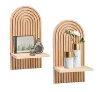 Yallmie 2 Piezas Estanterias Pared Bohemia De Madera, 18 * 12 * 34,5cm EstanteríA Flotante De Madera Estanteria De Pared Flotante DecoracióN De Pared para Estar, Dormitorio, Oficina SalóN, Cocina