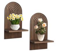Yallmie 2 Piezas Estanterias Pared Bohemia De Madera, 18 * 12 * 34,5cm EstanteríA Flotante De Madera Estanteria De Pared Flotante DecoracióN De Pared para Estar, Dormitorio, Oficina SalóN, Cocina