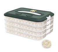 Yallmie 4 Capas Caja de Almacenamiento para Albóndigas, 30.5*23*15CM Caja de Almacenamiento de Alimentos con Tapa y Asa, Apilables Recipiente Galletas con 2 Temporizadores para Frigorífico (Verde)