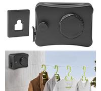 Yallmie 5.1m Tendedero Retractil Ajustable, Tendedero Retractable Acero Inoxidable Cuerda Retractil Pared, Cuerda para la Ropa Retráctil para Balcón, Lavanderías Carga de 20 Kg (Línea Simple Negra)