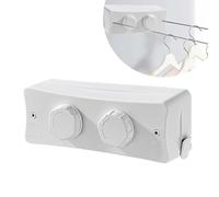 Yallmie 5.1m Tendedero Retractil Ajustable, Tendedero Retractable Acero Inoxidable Cuerda Retractil Pared, Cuerda para la Ropa Retráctil para Balcón, Lavanderías Carga de 20 Kg (Doble Línea Blanca)