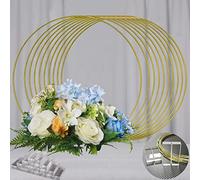 YALLOVE 10 Piezas Metal Aros Floral Anillos 35cm Anillo Metalicos Dorado con Base Acrílica Centros de Mesa para Decoración Bodas Fiestas Banquetes Eventos DIY