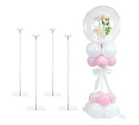 YALLOVE Juego de 4 soportes de globos reutilizables para mesa, altura ajustable 40 cm, 60 cm, soporte para globos para decoración de mesa, soporte de barra de globos acrílico con base para fiestas (no