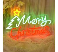 YALLOVE Letrero de Neón de Merry Christmas, Letreros de Neón LED Regulables para Decoración de Pared, Letreros de Luces de Neón con Alimentación USB para Sala de estar Fiesta de Navida Bar Club