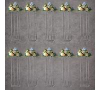 YALLOVE Soporte para Flores Acrílico, juego de 10 de 80 cm , Jarrón Transparente para Decoración de Mesa de Boda, Soporte de Exhibición Geométrico para Centro de Mesa