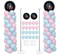 YALLOVE Soporte para Globos de Revelación de Sexo, Juego de 2 Soportes Reutilizables para Globos con 102 Paquetes de Globos de Látex de 10 Pulgadas