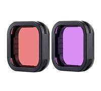 YALLSAME Filtro de buceo para GoPro Hero 12 11 10 9 negro en color rojo y magenta, ideal para buceo, esnórquel, grabación subacuática, juego de 2 filtros de lente para Go Pro 9 10 11