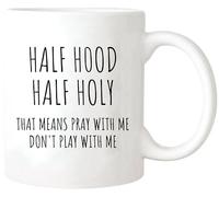 Yalocib Half Hood Half Holy Mug, Pray With Me Don't Play With Me, regalos cristianos atrevidos para estudio bíblico, iglesia, decoración del hogar, taza de café de cerámica de 325 ml