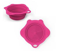 YalsFTY - Cuenco limpiador de brochas de maquillaje de silicona plegable, portátil, herramienta de limpieza para brochas de maquillaje, esponjas y polvos (rosa)