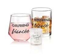 Yalucky Regalos de Compromiso Para Parejas, Regalos Para Parejas Recién Comprometidas, Prometidas, Regalos Para Ella y Él, Copas de Vino de Whisky, Regalos de Novia Para Ser Prometida