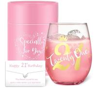 Yalucky Regalos de cumpleaños número 21 para ella, regalos de copa de vino personalizados para mujeres, mejores amigas, niñas, hija, regalo de aniversario 21 para sus ideas, decoraciones de cumpleaños