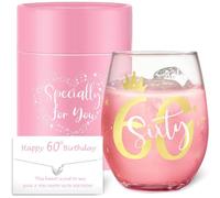 Yalucky Regalos de cumpleaños número 60 para mujer, copa de vino, divertidos regalos de jubilación para ella, regalo de boda de 60 aniversario, mejor amiga, madre, hermana, esposa, tía, decoración de