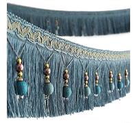 Yalulu Cinta trenzada de 4 yardas con cuentas trenzadas de tipo europeo para colgar, borlas, flecos, cinta para cortina, mesa, accesorios para el hogar, decoración de bricolaje (azul)