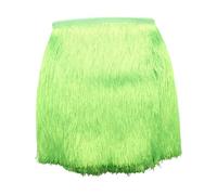 Yalulu Ribete de flecos de 10 metros de largo y 30 cm de ancho, flecos cortados para falda latina, disfraz de vestido, accesorio de costura, color verde fluorescente