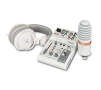 Yamaha AG03MK2 Paquete de Transmisión en Vivo Todo en Uno, Incluye Mezclador de 3 Canales, Micrófono de Condensador y Auriculares, para Windows, Mac, iOS y Android, en Blanco