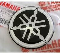 Yamaha Logotipo Original Adhesivo Emblema 3D Autoadhesivo para Motocicleta, Patinete, ATV, Moto de Agua (Negro/Plateado, 30 mm)