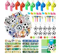 YAMAIDUO 120 pcs Artículos de Fiesta Fútbol Cumpleaños Niños, Relleno Piñata Futbol Party Favores Cajas de Regalo de Cumpleaños Regalos Futbol Niños con Llavero Futbol, Silbato, Bolsa de Regalo