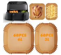 YAMAIDUO 120 Piezas Papel Freidora Aire, BPA Free Desechable Antiadherentes a Prueba de Grasa Papel Air Fryer Cuadrado 6L/3L, Accesorios Freidora De Aire Compatible Con Philips Dual 3000/5000 Series