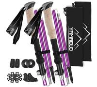 YAMAIDUO 2 Pcs Bastones de Senderismo Plegables Nórdicos, Bastones Trekking de Aluminio 7075 Antichoque 105-125 CM con 4 Pares de Topes de Goma, Palos Senderismo para Senderismo Alpinismo Trail Viaje
