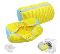 YAMAIDUO 2 Piezas Bolsas para Lavar Zapatillas en Lavadora, Reutilizable Malla 360° Bolsa Lavadora Zapatillas con Cremallera, Funda para Lavar Zapatos en Lavadora para Todo Tipo de Calzado, Amarillo