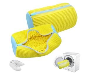 YAMAIDUO 2 Piezas Bolsas para Lavar Zapatillas en Lavadora, Reutilizable Malla 360° Bolsa Lavadora Zapatillas con Cremallera, Funda para Lavar Zapatos en Lavadora para Todo Tipo de Calzado, Amarillo