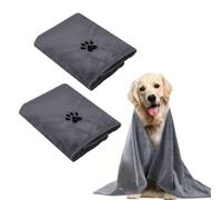 YAMAIDUO 2 Unidades Toalla para Perros 100 x 50 CM, Toalla Perro Secado Rapido Microfibra Extra Absorbente y Suave, Toallas Perro para Gatos, Perros u Otras Mascotas, Gris