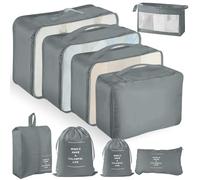 YAMAIDUO Organizador Maleta, 9 Piezas Bolsas Organizadoras Maleta, Impermeables Packing Cubes Resistentes al Desgarro, Travel Essentials para Ropa, Zapatos, Ropa Interior, Cosméticos, Gris