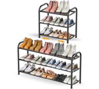 YAMAIDUO Zapatero Extensible de 3 Niveles, Estanteria Zapatos de Metal Ajustable de 43-78 cm, Shoe Rack Zapateras para 6-12 Pares de Zapatos, Zapatero para Armario Interior, Entrada, Baño, Puerta