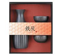 Yamako Juego de botellas y tazas de sake de cerámica GuiNomi & Tokkuri Black 89259