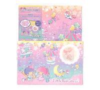 YAMANO SHIGYO Sanrio Little Twin Stars - Juego de cartas abiertas para ventana, 8 papeles de escritura, 4 sobres, 4 calcomanías, hechas en Japón, D21D, rosa, morado, n.º 59