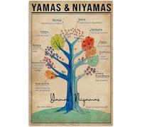 Yamas And Niyamas Raja Yoga Vintage Decoración de Pared Cartel de Metal Placa Póster 8X12 pulgadas