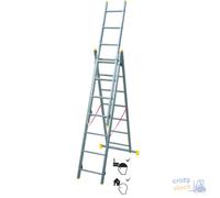 Yamato Scala 3 Rampas En Aluminio EN131 Profesional 10 Peldaños Cm 622