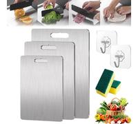 Yamato Tabla de cortar, tabla de cortar de titanio y acero inoxidable de doble cara, no tóxica, apta para cuchillos, duradera para cocina y campamento (L)