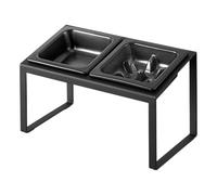 Yamazaki 10242 Nooks - Cuencos de alimentación Inclinados con Soporte y Soporte antienredos, Color Negro, Acero/Silicona/cerámica, Minimalista, 15,5 x 29 x 17,6 cm (Largo x Ancho x Alto)