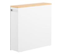 YAMAZAKI 1426 Tower - Estantería Extensible con Estante de Madera, Color Blanco, Acero/Madera/Polipropileno/Silicona, Minimalista, 56 x 14 x 55 cm