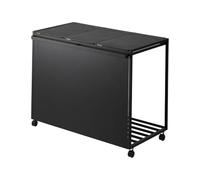 Yamazaki 1823 TOWER 3~Compartment Trash Can with Casters, black, Steel/Polypropylene/Nylon, 76 x 44 x 60 cm