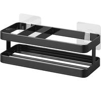 Yamazaki 2168 Tower Organizador de Fregadero con Gancho Adhesivo Negro, Acero, Silicona, policarbonato, Pet, Poliuretano, Minimalista, 7,5 x 18 x 6 cm (Largo x Ancho x Alto)