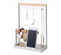 YAMAZAKI 2311 TOSCA Accessory Stand, white, Steel/Wood, 20 x 10.5 x 28.5 cm