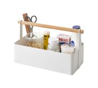 YAMAZAKI 2312 Tosca Tool Box L, White, Steel/Wood, 29 x 13 x 16 cm