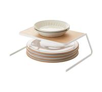 Yamazaki 2446 TOSCA Dish Organiser, white, Steel/Wood, 26.5 x 19.5 x 9 cm
