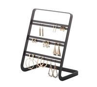 YAMAZAKI 2491 TOWER Soporte para pendientes, negro, Acero, minimalista, 15.2 x 10.3 x 19.7 cm