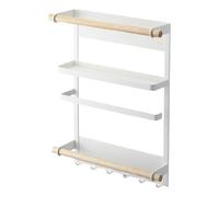 Yamazaki 2559 TOSCA Magnetic Refrigerator Side Rack, white, Steel/Wood, 32 x 10 x 36 cm