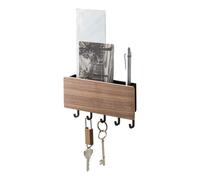 YAMAZAKI 2729 RIN Key Hook with Tray, black, Wood/Steel, 18 x 3 x 9.5 cm