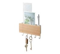 YAMAZAKI 2730 RIN Gancho magnético para llaves con bandeja, blanco, Madera/Acero, minimalista, 18 x 3 x 9.5 cm