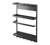 Yamazaki 2745 Tower Estante Lateral magnético para refrigerador, Negro, Acero, Minimalista, 24.5 x 6.5 x 34 cm