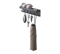 Yamazaki 2755 SMART Gancho magnético para llaves con bandeja, negro, Acero, minimalista, 24.5 x 4.5 x 6 cm