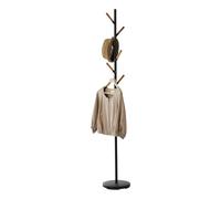 YAMAZAKI 2815 PLAIN Coat Hanger, black, Steel/Wood, 28 x 28 x 177 cm | Acero/madera, base pesada, con 6 ramas, elegante mezcla de acero y madera maciza, 28 x 28 x 177 cm, diseño japonés